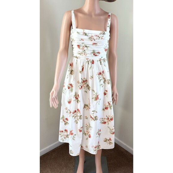 NEW Abercrombie & Fitch Women’s Emerson Poplin Midi Dress in Strawberry Print XS - Picture 2 of 16